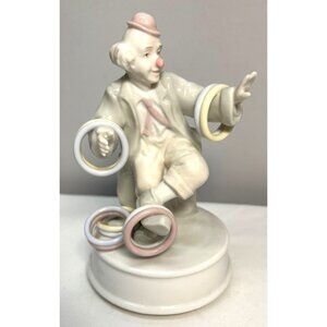 Vintage Arnart Clown Figurine With Pastel Rings Porcelain Collectible 1980s Musi